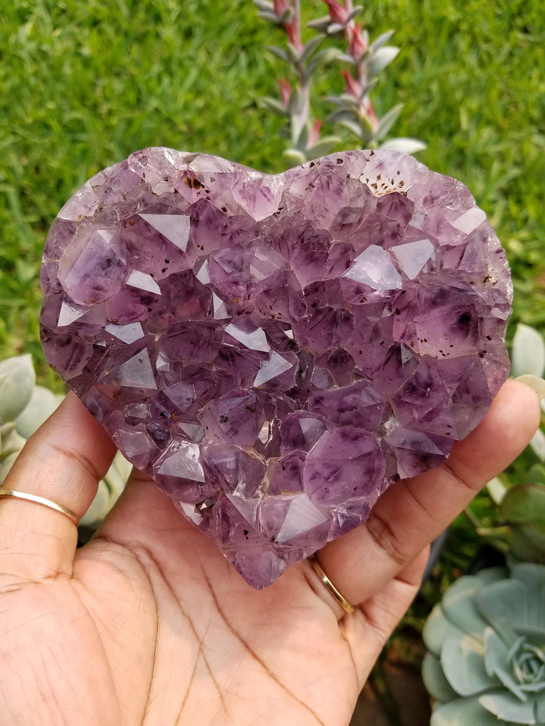 Brazilian Amethyst Heart Clusters w/Agate