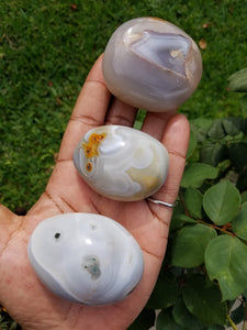 Blue-Gray Agate Palm Stones