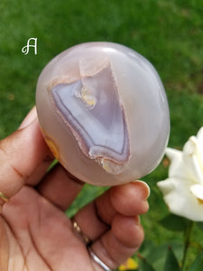 Blue-Gray Agate Palm Stones