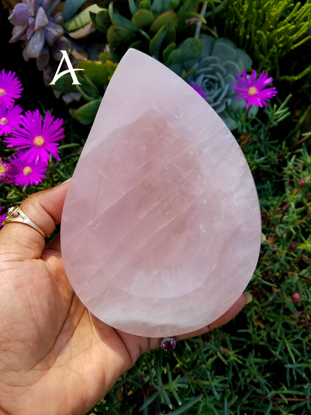 Leaf & Teardrop Rose Quartz Bowls