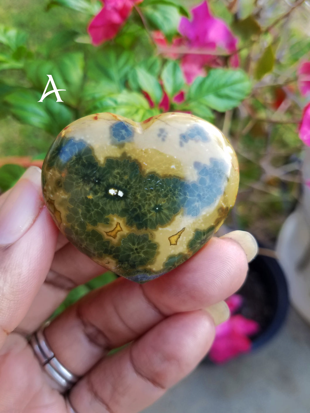 Mini Ocean Jasper Hearts (Lot 3)