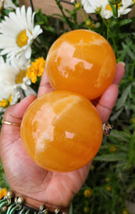 Bright Orange "Sherbet" Calcite Spheres