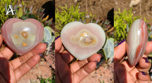 Amazing Pink Banded Calcite Hearts