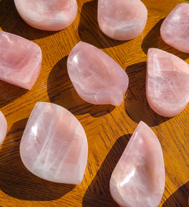 Leaf & Teardrop Rose Quartz Bowls