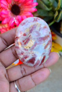 Strawberry Pegmatite Palm Stones