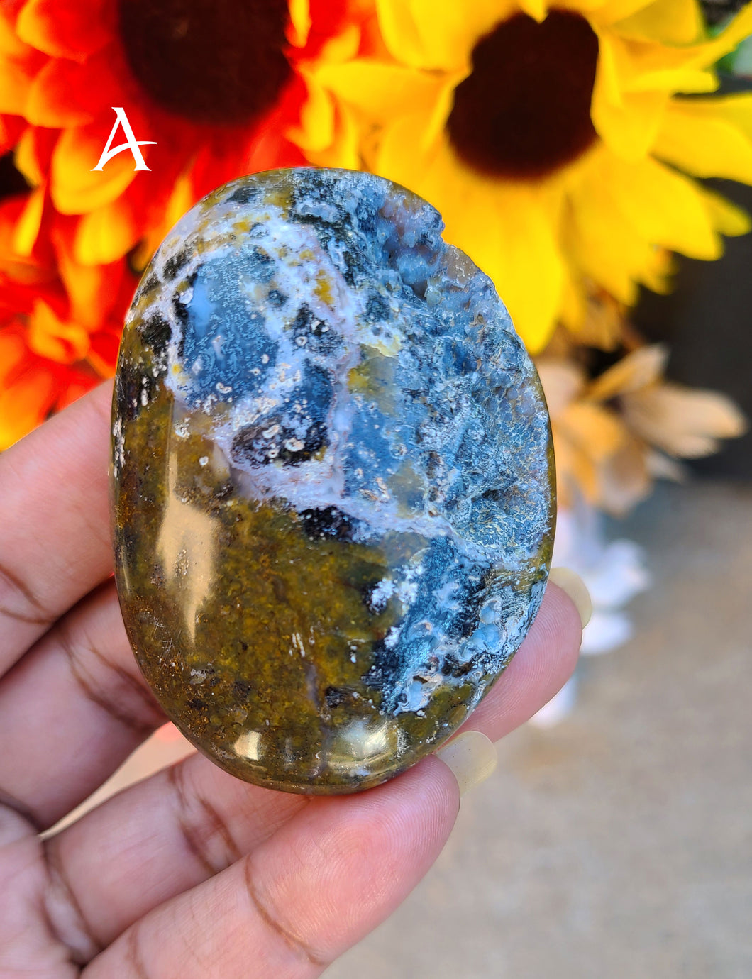 Dark Golden Matrix Opal Palm Stones