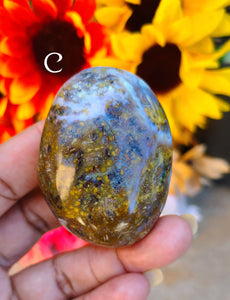 Dark Golden Matrix Opal Palm Stones